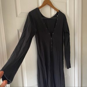 Free People Henley Maxi Dress Snaps Black Large